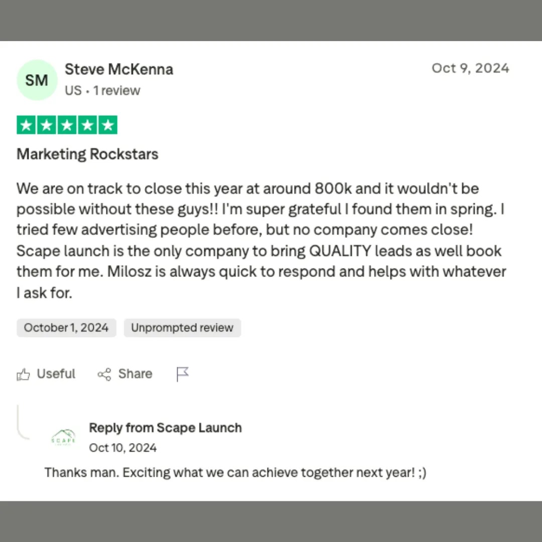 "Scape Launch Is The Only Company To Bring QUALITY"
